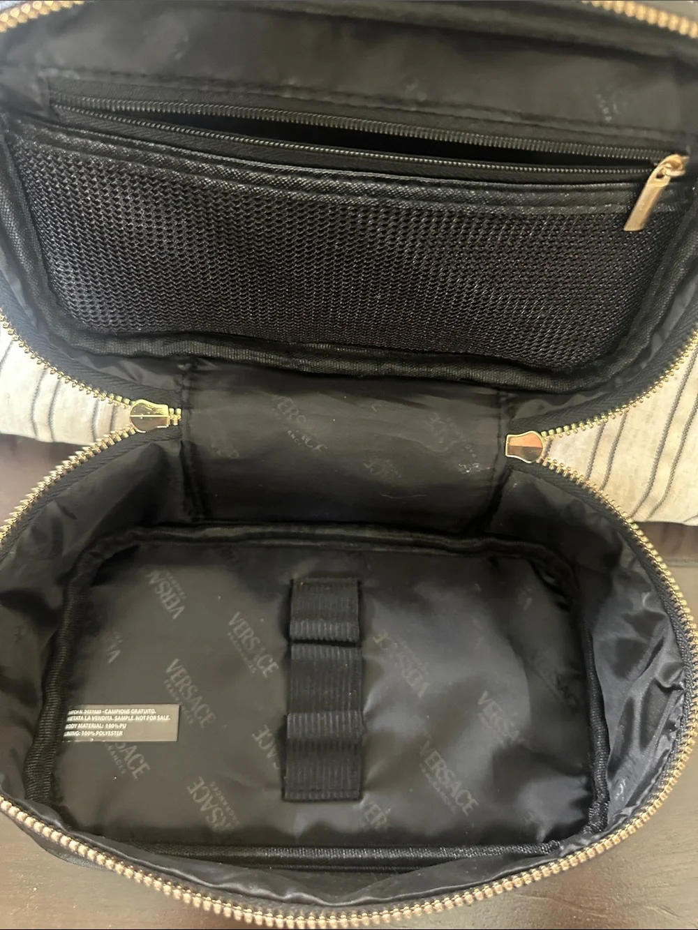 Versace Black Cosmetic Case with Gold Plate